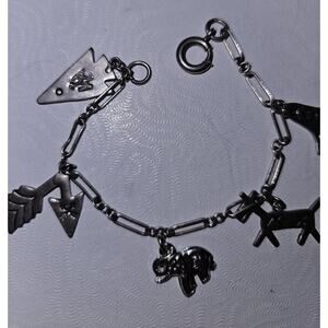 Antique Vintage Sterling silver Charm Bracelet Small 6" Length
